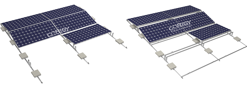 Concrete block ballast solar mounting design